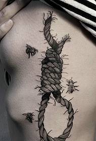 Zijtaille grappig touw tattoo patroon