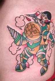 ロボットのタトゥー、男性の腰、ロボットのタトゥーの写真