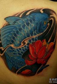 Modello tatuaggio uomo: modello tatuaggio loto calamari spalla colore