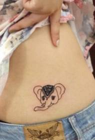 beauty waist cute little elephant tattoo pattern