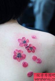 Padrão de tatuagem de flor de ameixa ombro de mulher