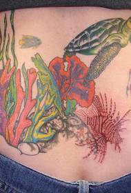 Талия цветной рисунок татуировки большая черепаха