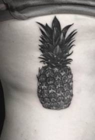 dekliški pas pas na črni točkovni trn preprosta linija sadje ananas tatoo sliko