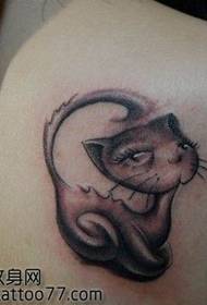 Belega ŝultro super bela kato tatuaje ŝablono