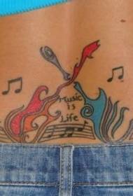 задній пояс дівчини татуювання гітари jitaciqing вдячність малюнок