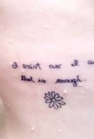 vita laterale delle ragazze su linee nere semplici astratte Immagine di tatuaggio inglese e fiore