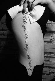 side waist English tattoo pattern leads fashion