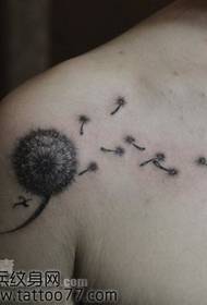 Bela kaj eleganta ŝultra dandelion tatuaje ŝablono