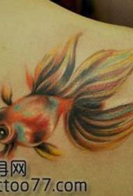 Beauty skouerkleur klein goudvis tattoo patroon