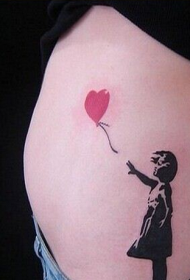 ομορφιά μέση δημιουργική σε σχήμα καρδιάς μπαλόνι και πορτρέτο μοτίβο τατουάζ
