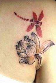 Katresna sapertos mangsi lukisan gaya pola papatong tato lotus
