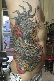 80 мъжки странични талии доминиращ дракон модел татуировка