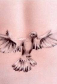 Girl's back waist tattoo girl's back waist on black pigeon tattoo picture