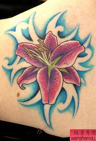 Lily Tattoo Pattern: Back Shoulder Lily Tattoo Pattern