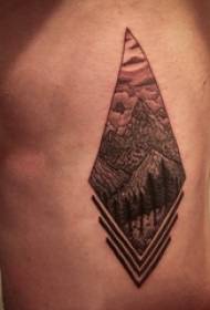 Hill Peak tetoválás fiúk oldalsó derék fel Hill Peak tetoválás klasszikus minta