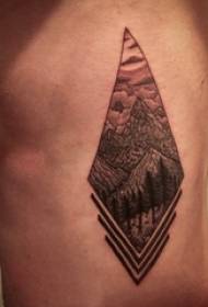 Hill Peak Tattoo Boys Side Waist Up Hill Peak Tattoo Pola Klasik