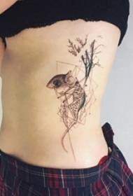 Mouse tattoo illustration สาวเอวเรขาคณิตและรูปภาพรอยสักเมาส์