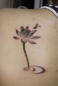 Vzor tetovania cez rameno: obľúbený klasický tetovací vzor lotosovej vážky na ramene