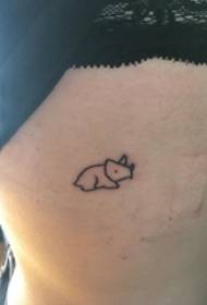 Tatuaj de fată cu desen animat talie pe imagine de tatuaj dinozaur de desene animate negru