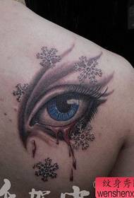 Girl shoulder eye snowflake tattoo pattern