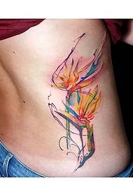 sivu vyötärö vesivärit tuuli kukka tatuointi malli