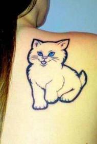 Girl's shoulders look good totem cat tattoo pattern