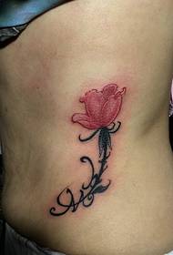red rose tattoo on the waist is sexy and charming