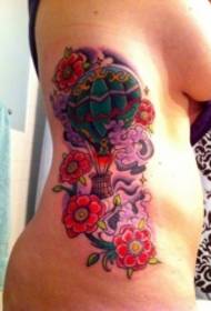 ženski barvi pasu vroč zrak balon cvet tattoo vzorec