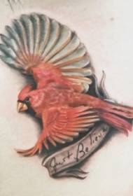 birdie 3d tatuering manlig sida midja färgad fågel tatuering bild