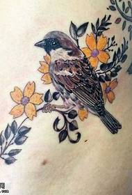 waist bird tattoo pattern