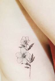 Simple and Stylish Flower Tattoo Pattern on Side Waist