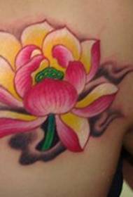 Lotus tatuaje eredua: moda edertasun klasikoa sorbalda kolorea Lotus tatuaje eredua