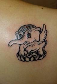 Krásne plecia roztomilý totem slon tetovanie vzor