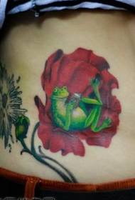 Volledige kleuren roos kikker tattoo foto