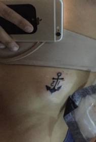 European and American anchor tattoo girl side waist on black anchor tattoo picture
