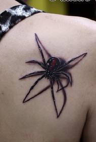 ქალის ტატუების ნიმუში: Shoulder Color Spider Tattoo Model