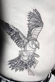 gutter på siden av midjen på det svarte punktet i den geometriske enkle linjen lille dyr fugl tatovering bilde