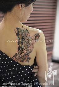 महिला खांदा रंग फुलपाखरू एल्फ टॅटू चित्र