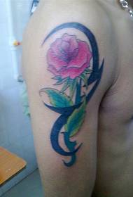 Tianjin Xiaodong Tattoo Show Bar աշխատանքներ. Shoulder Rose Tattoo Model