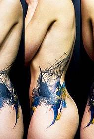 female waist personality tattoo pattern