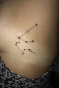 Mädchen Seite Taille auf schwarzem Punkt Dorn einfachen Punkt Linie kreative Konstellation Tattoo Bild