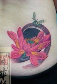 vyötärö mehiläinen ja punainen lootuksen tatuointikuvio - japanilainen Huangyan-tatuointityö