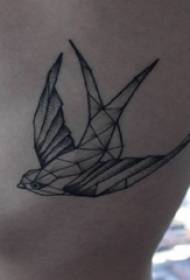 Chàng trai bên eo trên điểm đen của hình học đơn giản hình xăm con vật nhỏ hình con chim