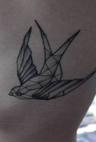 ragazzi sul lato della vita sul punto nero della linea geometrica semplice foto di piccoli uccelli tatuaggio animale
