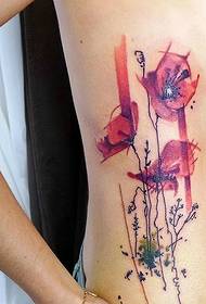 cintura lateral brillant i incomparable patró de tatuatge en aquarel·la