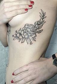 modello di tatuaggio floreale fresco piccolo sexy vita laterale ragazze 68082-ragazza fianco balena modello tatuaggio europeo e americano linea
