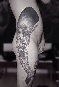 ແອວຂ້າງກັບຂາເອີຣົບແລະອາເມລິກາສ່ວນບຸກຄົນຂອງຮູບແບບ tattoo tattoo whale