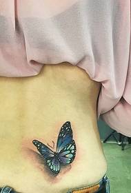 3d цветная татуировка бабочка на талии