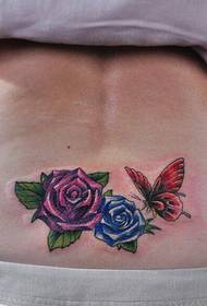 cintura di bellezza belle rose colorate è stampi di tatuaggi di farfalla