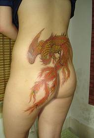 Phoenix tattoo yakakodzera kune vakadzi buttocks Pattern